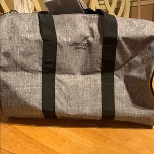 Jimmy Choo Gray and Black Textured Duffel Bag